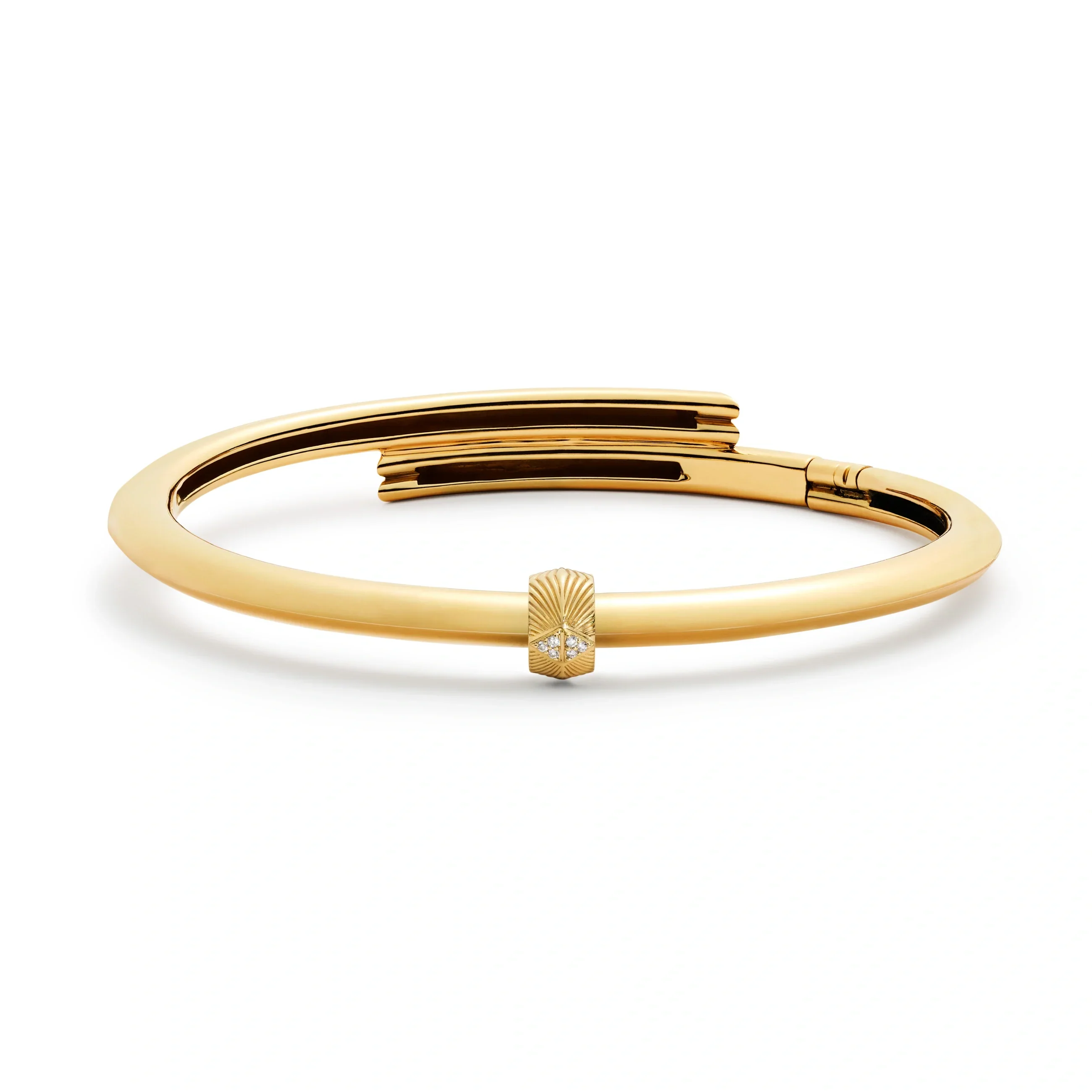 Protection | Double Triangle Strong Heart Bangle | Diamonds, Yellow Gold - Image 3