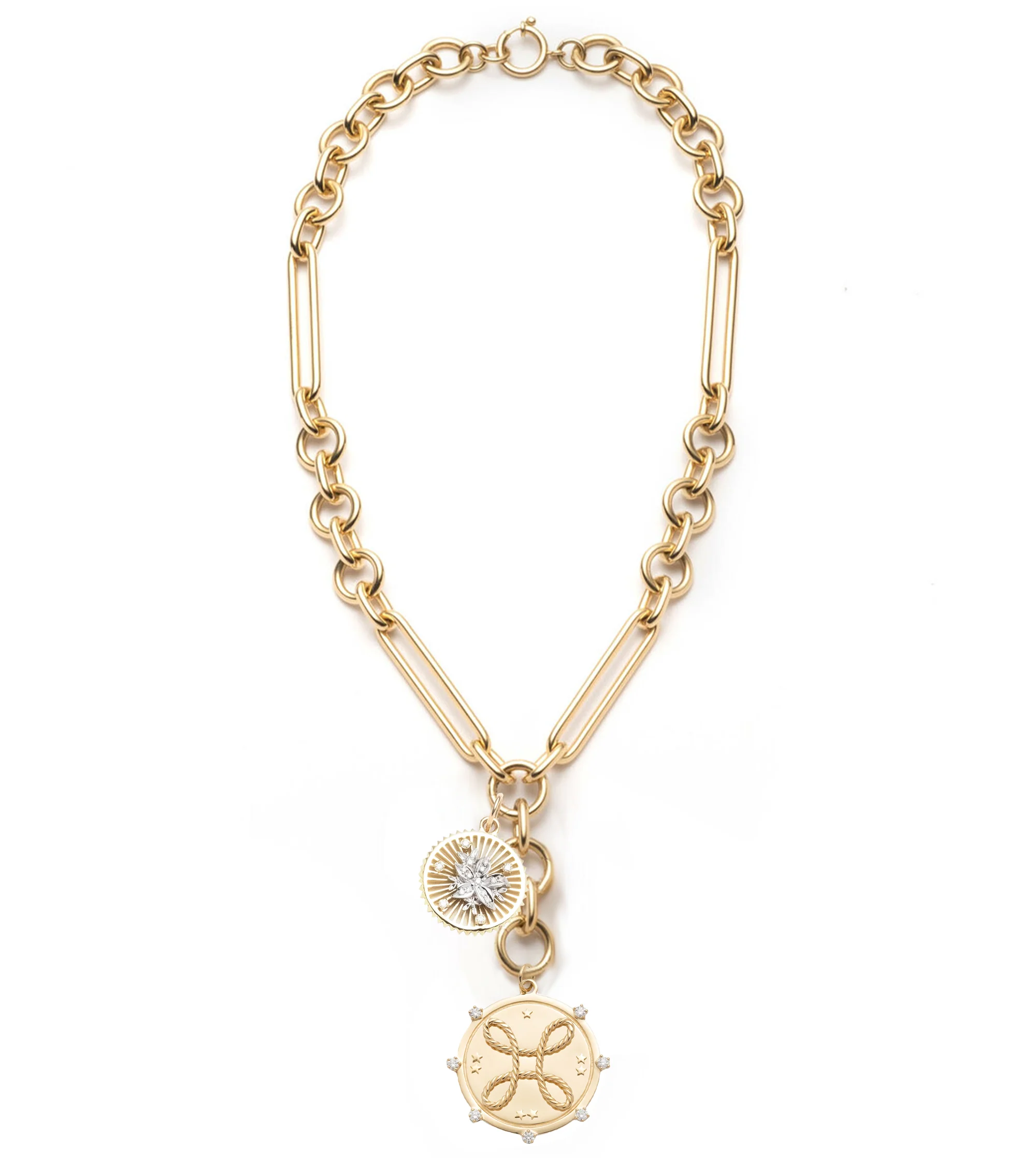 True Love - Resilience | Love Knot & Blossoms Oversized Mixed Clip Necklace | Diamonds, Mixed Gold - Image 2
