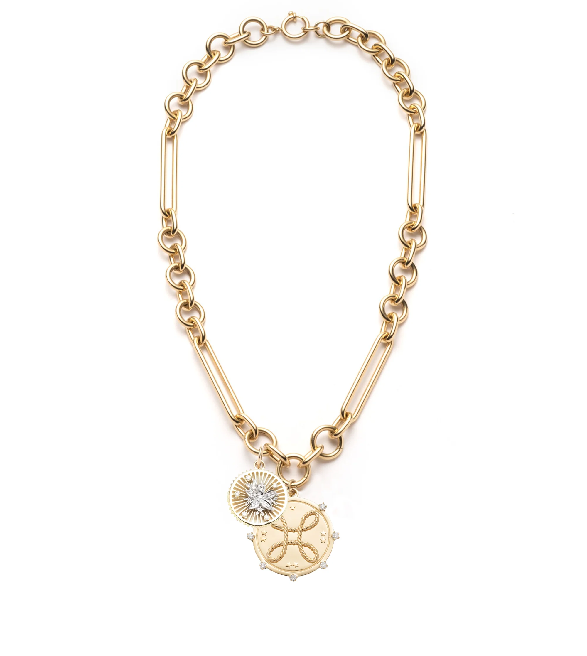 True Love - Resilience | Love Knot & Blossoms Oversized Mixed Clip Necklace | Diamonds, Mixed Gold - Image 3