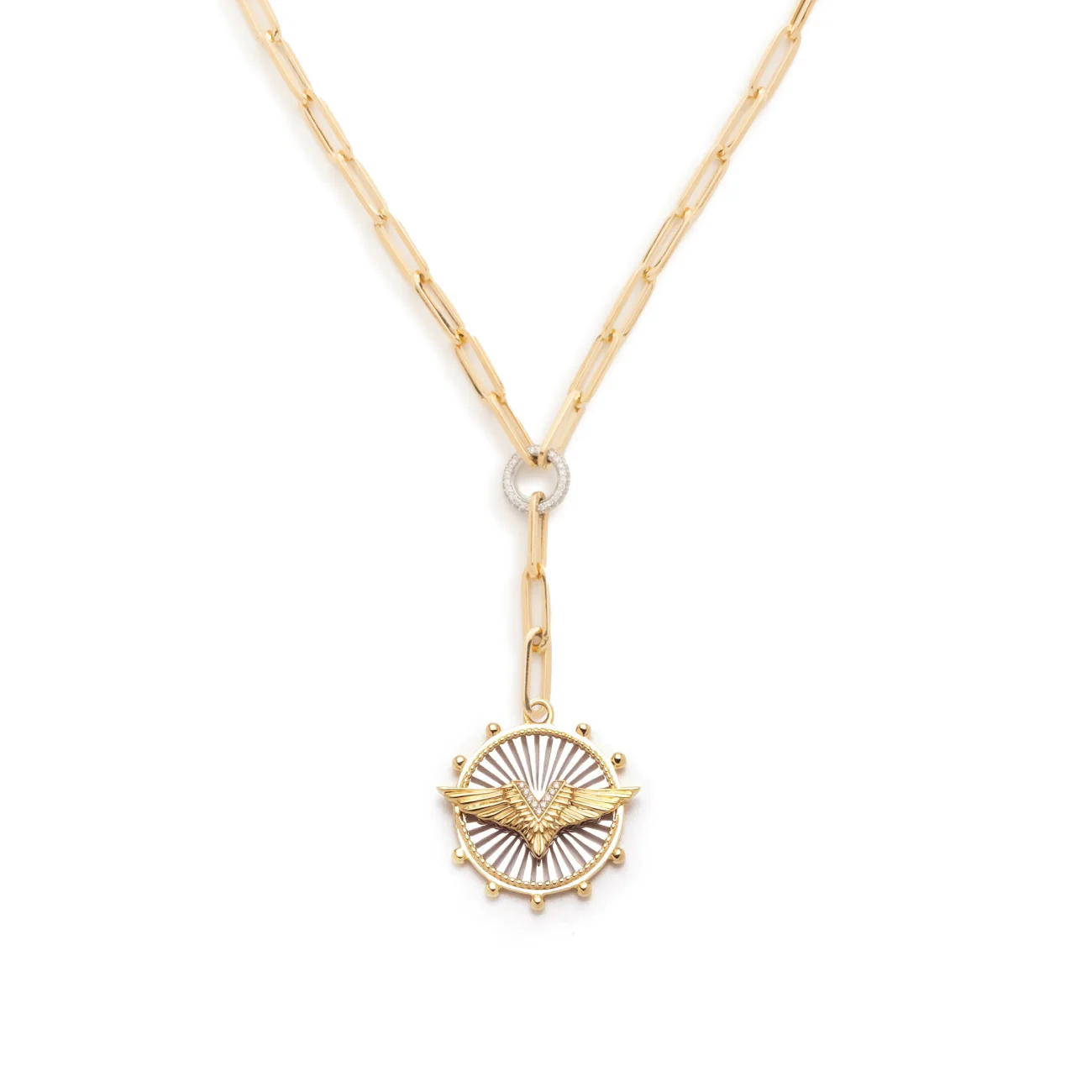 Vivacity | Wings Medium Clip Extension Necklace | Diamonds, Mixed Gold - Image 3