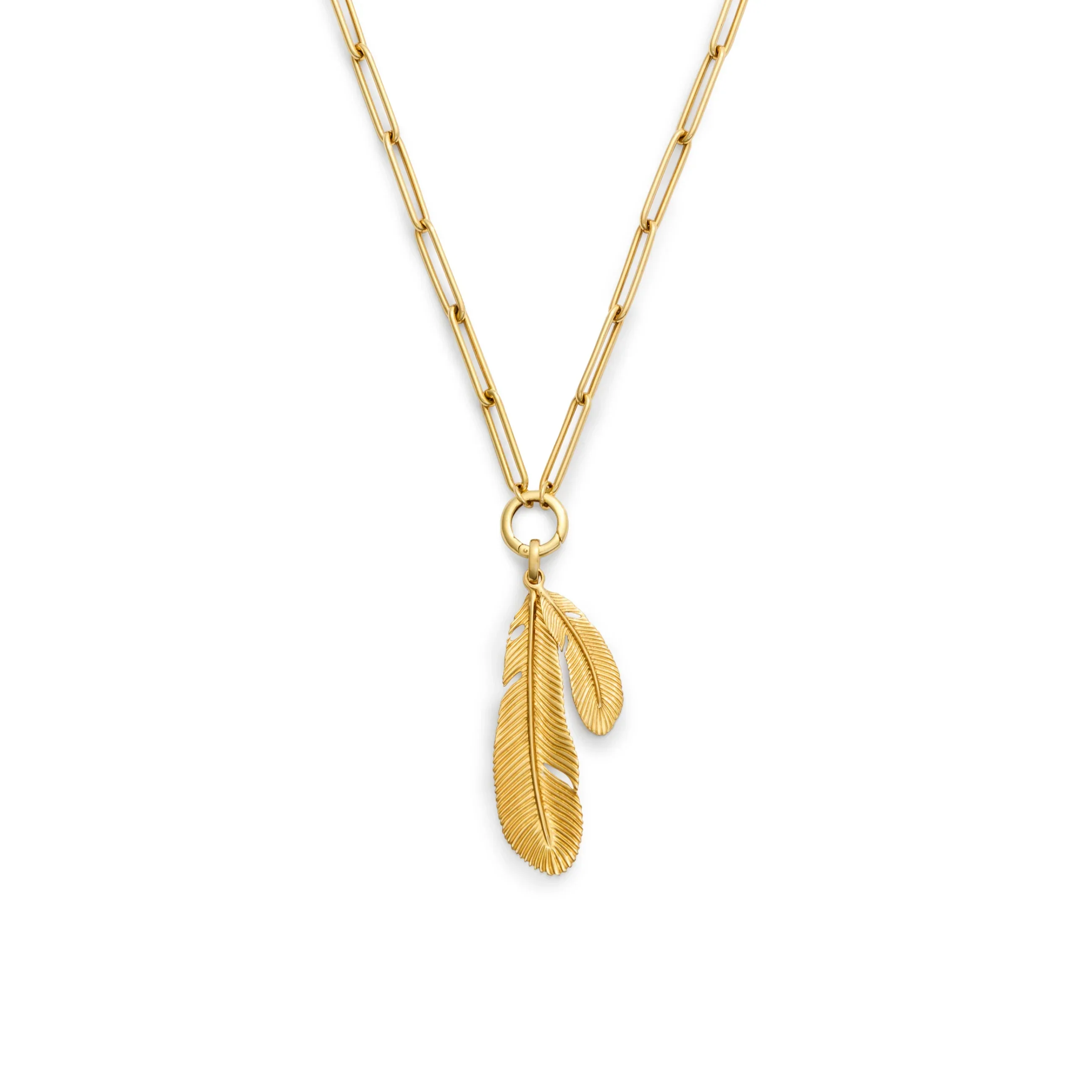 Vivacity | Feather Couplet Large Clip Open Chain | Yellow Gold