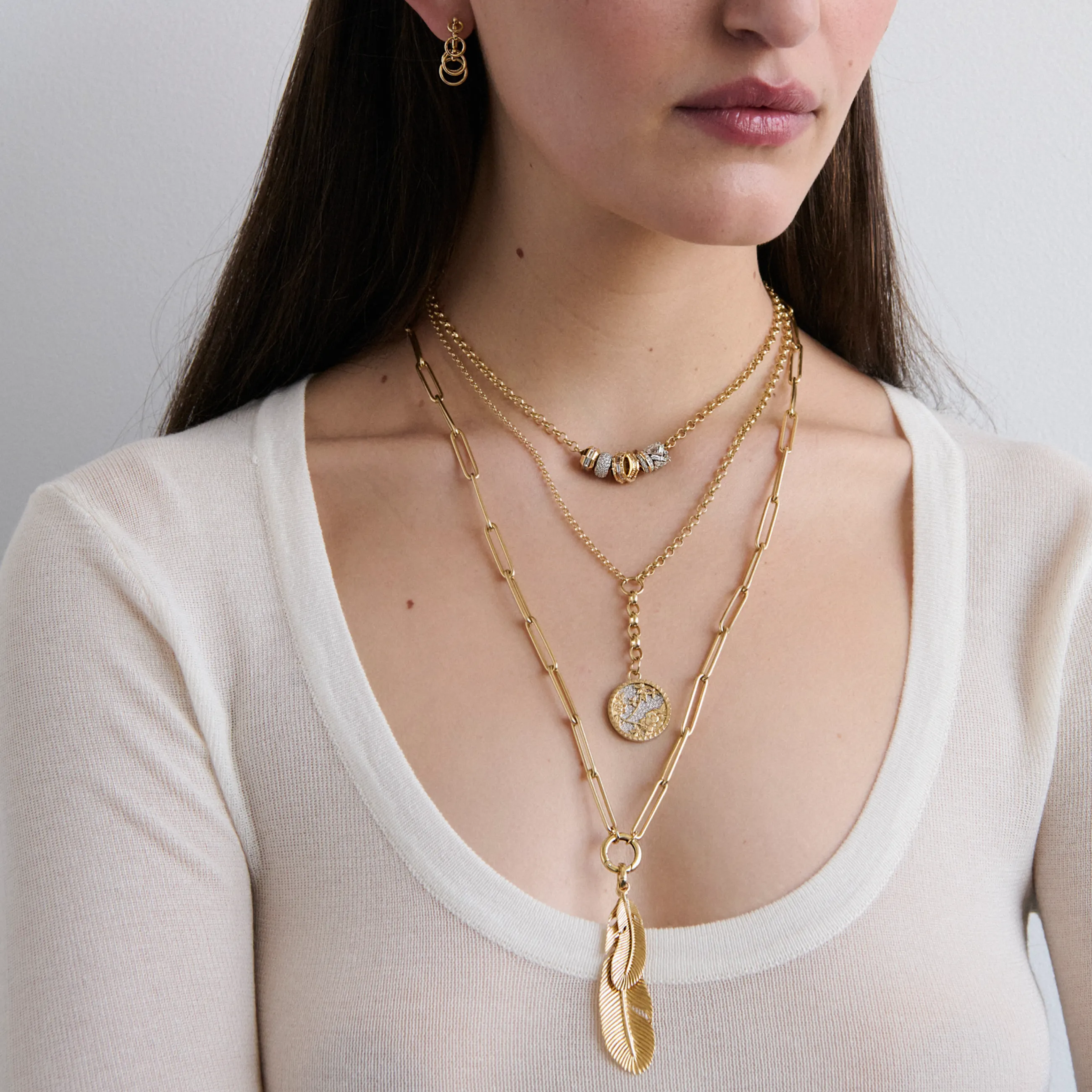 Vivacity | Feather Couplet Large Clip Open Chain | Yellow Gold - Image 2