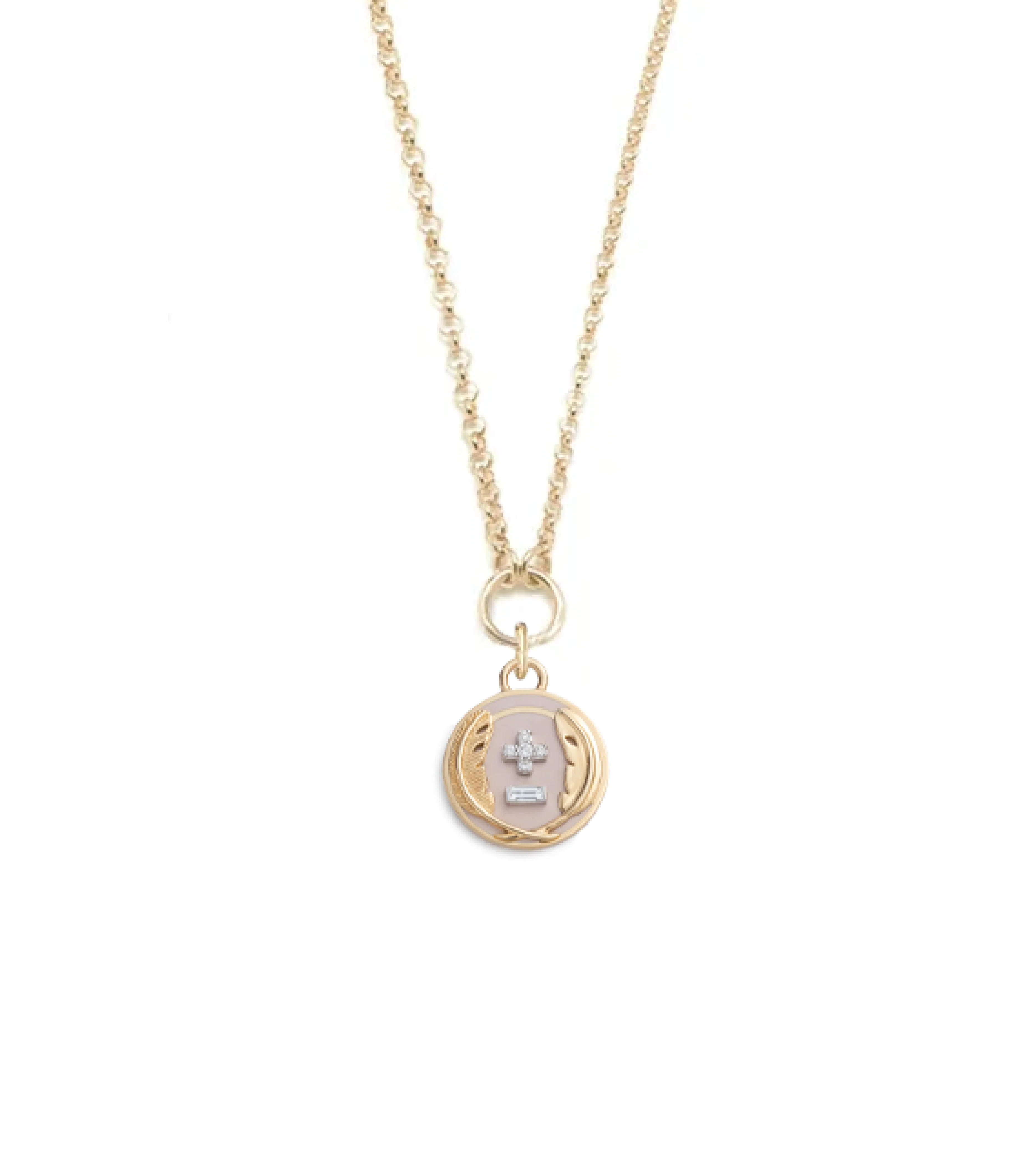 Vivacity | Ceramic Ever Growing Love Fine Belcher Necklace | Blush Ceramic, Diamonds, Yellow Gold