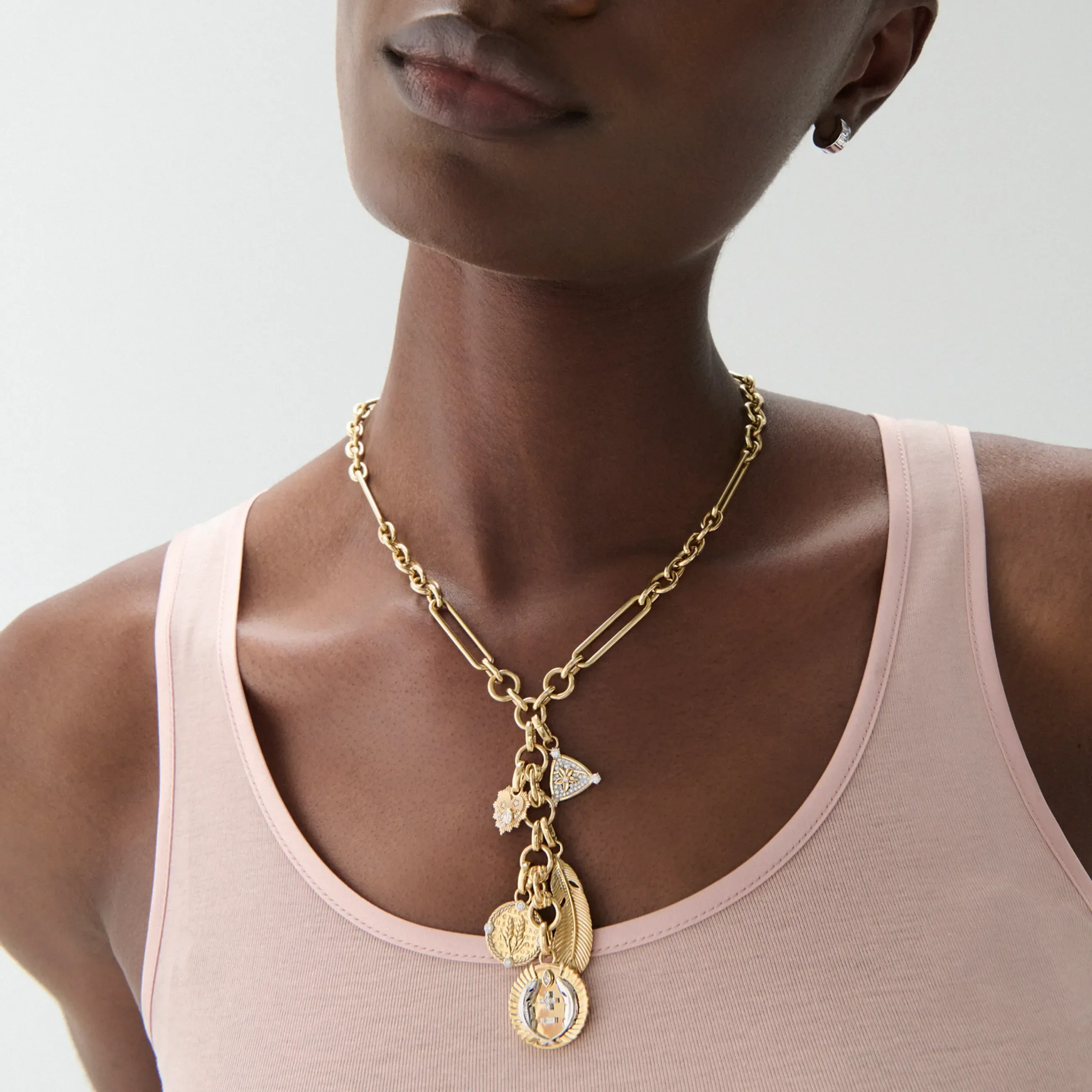 Vivacity - Infinite Gratitude | Ever Growing Love and Braided Wheat Midsize Mixed Clip Necklace | Diamonds, Mixed Gold - Image 2