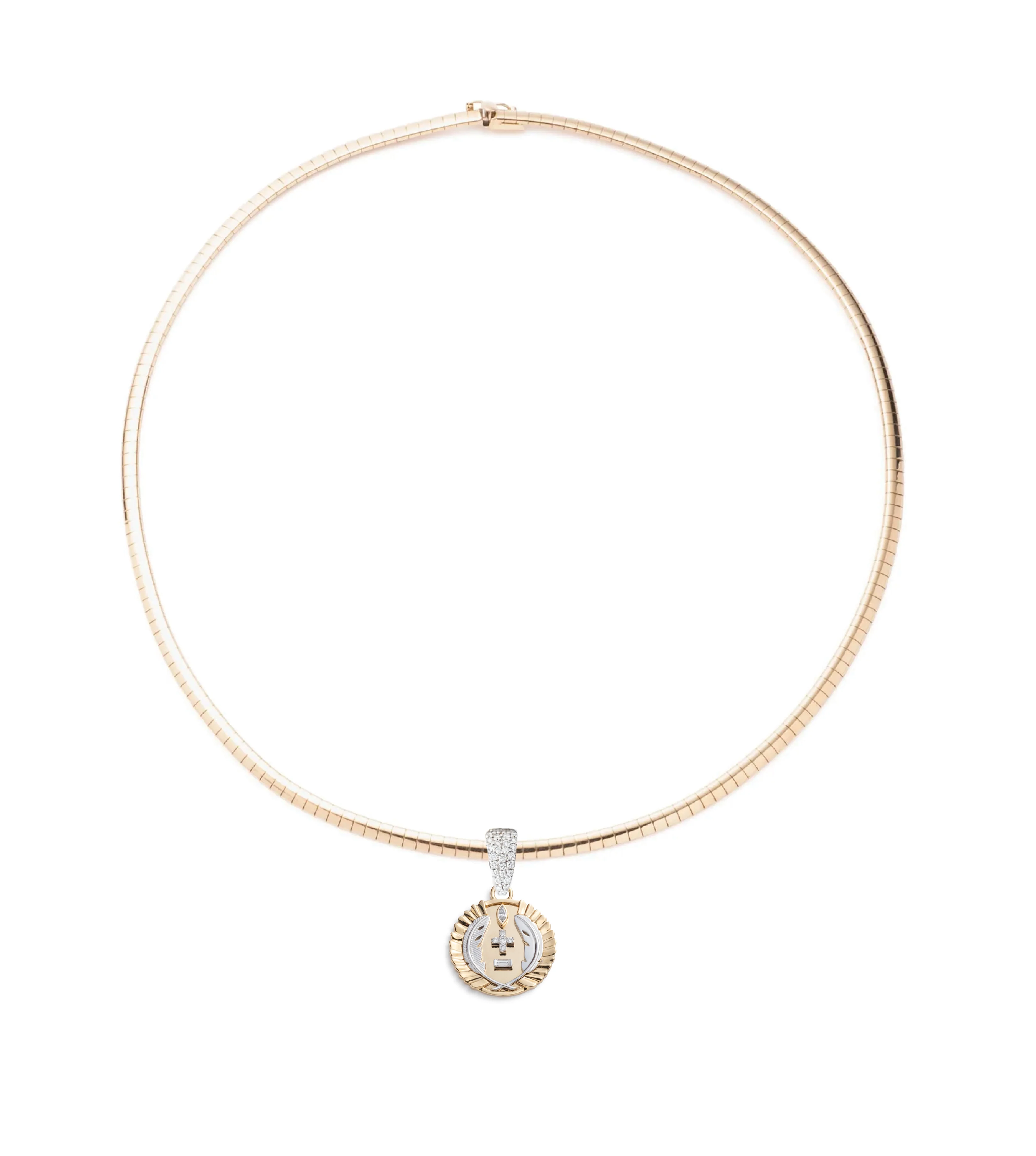 Vivacity | Ever Growing Love Small Sleek Collar Necklace | Diamonds, Mixed Gold - Image 2