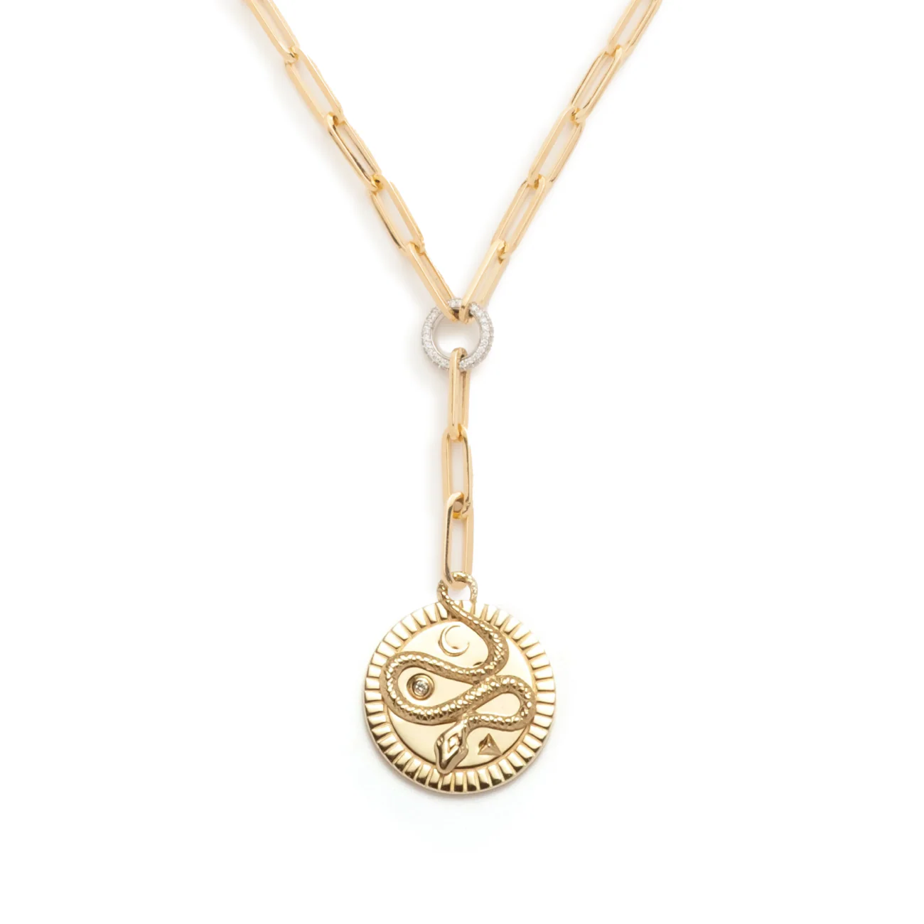 Wholeness | Snake Medium Clip Extension Necklace | Diamond, Yellow Gold - Image 3