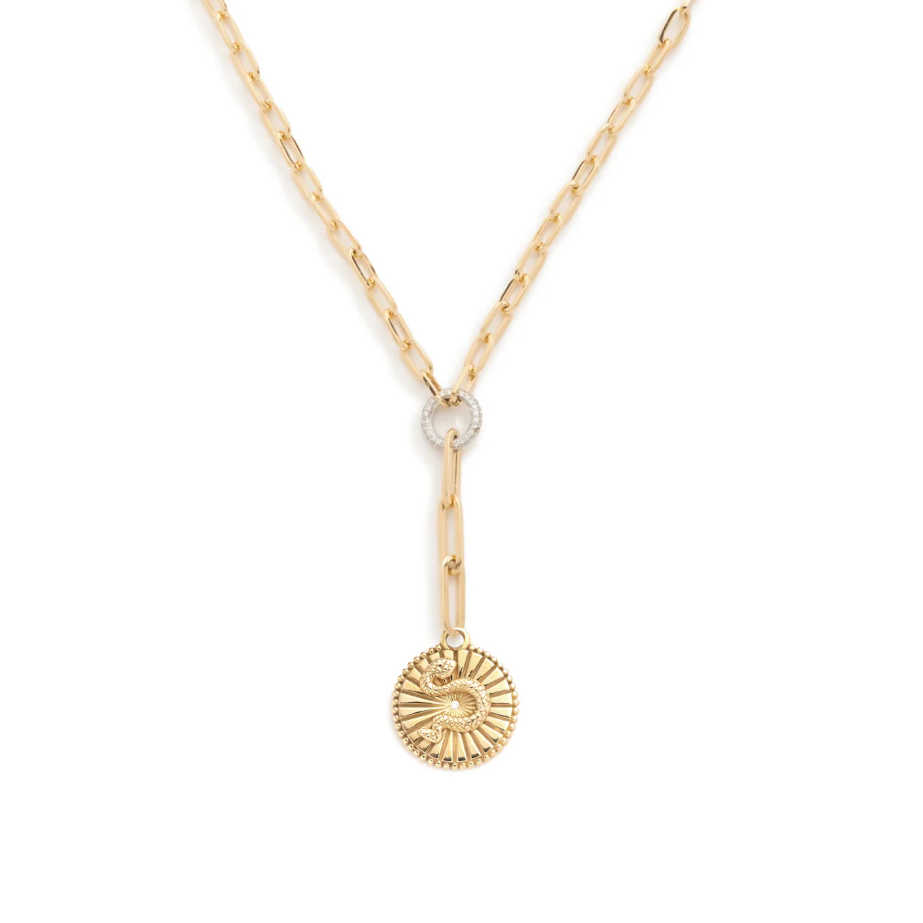 Wholeness | Snake Small Clip Extension Necklace | Diamond, Yellow Gold - Image 5