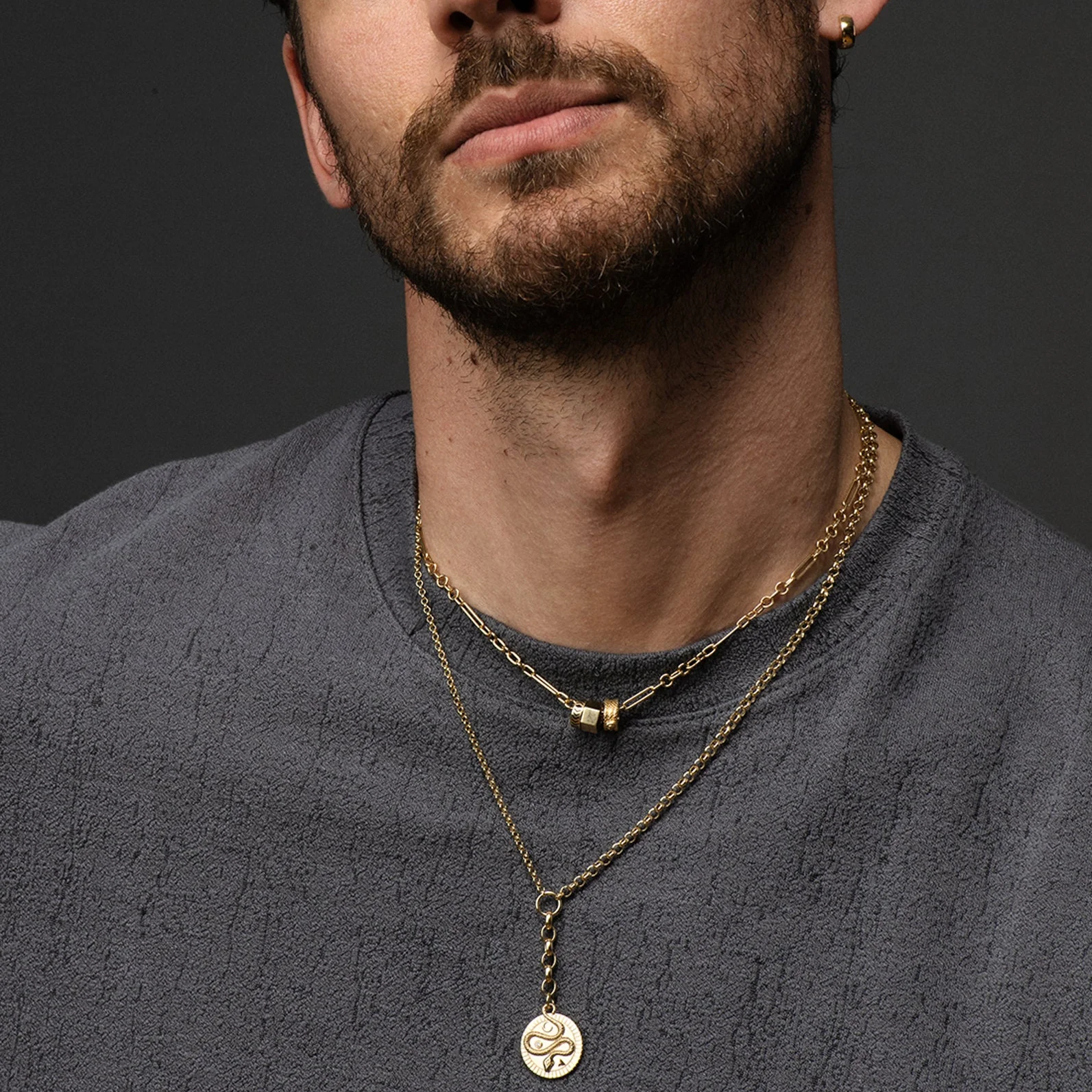 Wholeness | Snake Small Mixed Belcher Extension Necklace | Diamond, Yellow Gold - Image 3