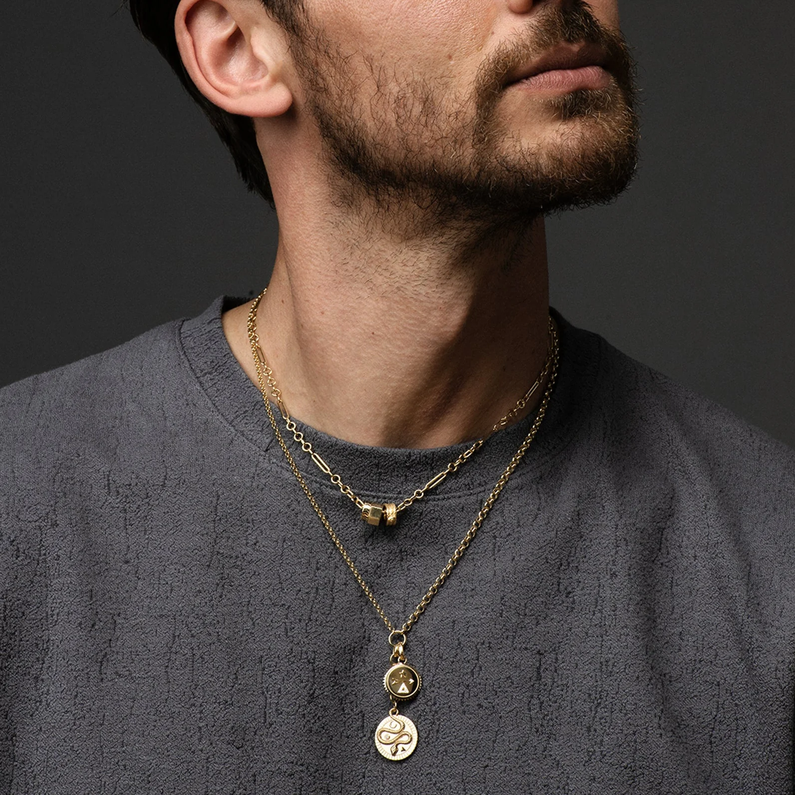 Wholeness | Snake Small Mixed Belcher Extension Necklace | Diamond, Yellow Gold - Image 5